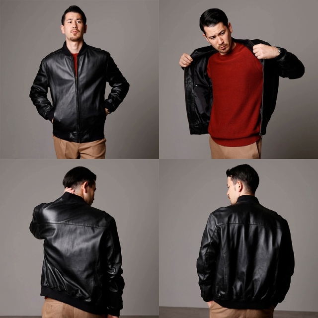 Mo-Laws ラム革 レザーブルゾン メンズ ブラック/ブラウン/ネイビー S