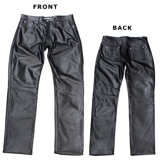 Mo-Laws 牛革 レザーパンツ ジーパンタイプ メンズ ブラック 79/82/85