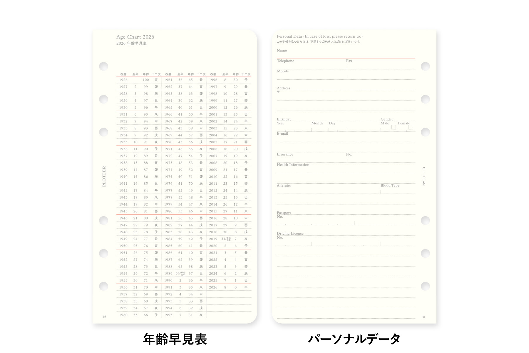 PLOTTER（プロッター）公式通販｜001 リフィル2026年版月間ブロック