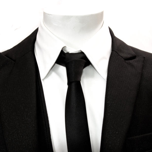 超極細ナロー3.8cmSilkBlackNeckTie シルクブラックネクタイ