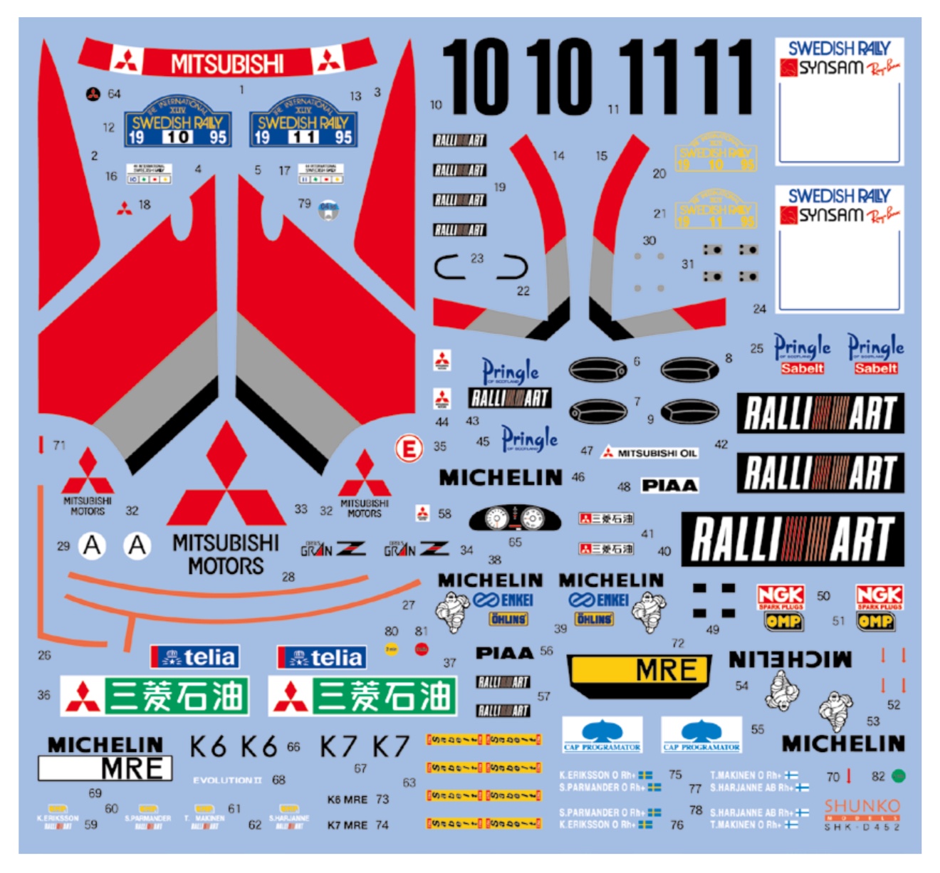 シュンコーモデル 1/24 ランサー Evo.2 スウェーデン ラリー フル
