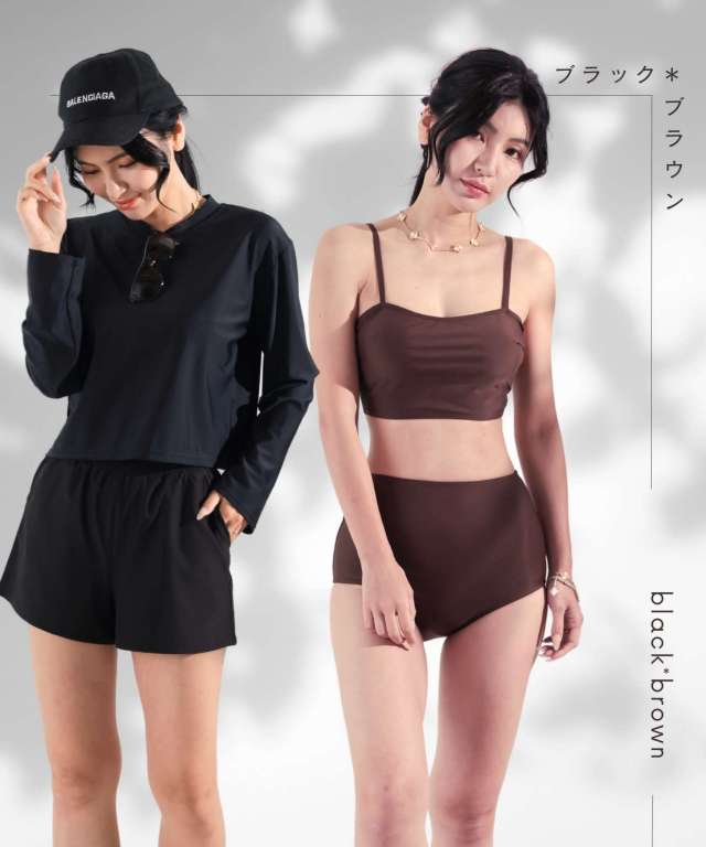 ラッシュガードつき ビスチェ風タンキニ 水着 4点セット | マタニティ