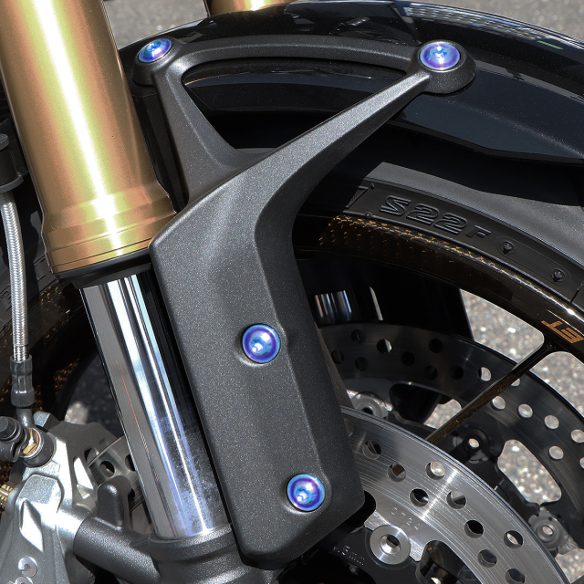Z900RS 64チタン フロントフェンダーアーム用 ボルトセット 焼きチタン