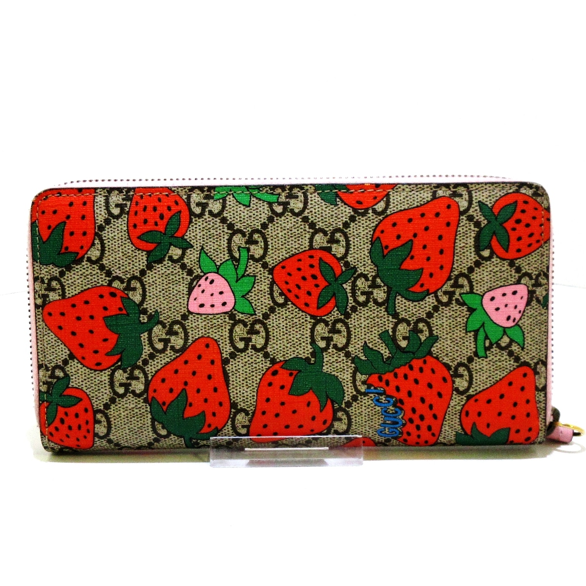 グッチ/長財布/ストロベリー(いちご) プリント GGウォレット/ベージュ
