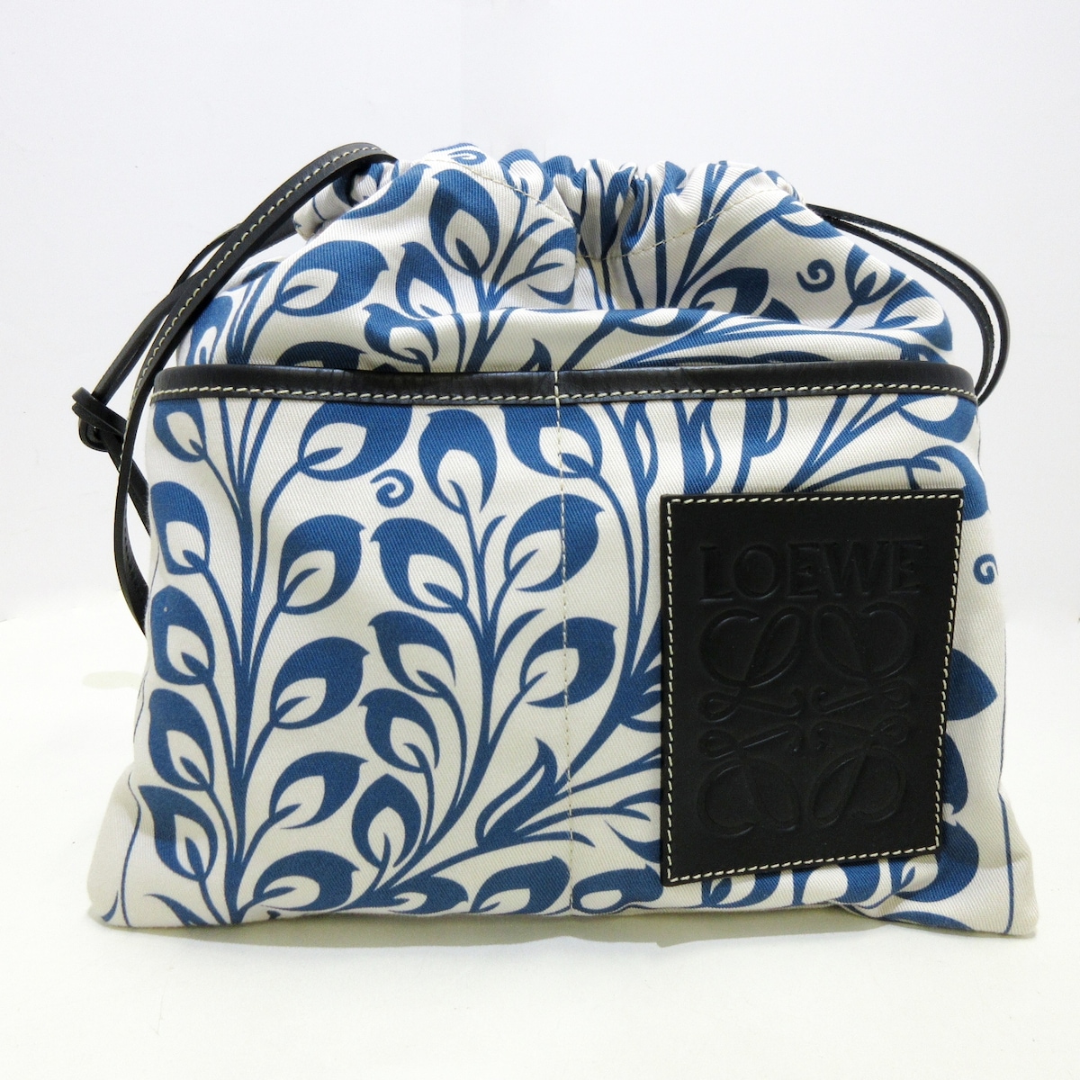 ロエベ/ショルダーバッグ/ドローストリングポーチ/ブルー×ネイビー