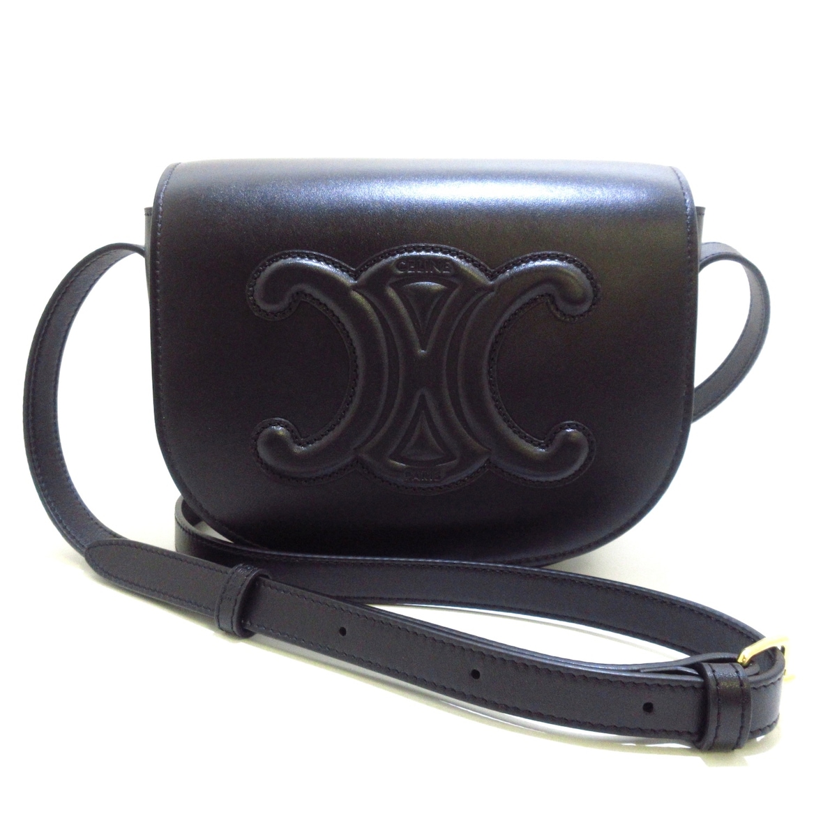 セリーヌ/ショルダーバッグ/フォルコ トリオンフ モノブロック/黒