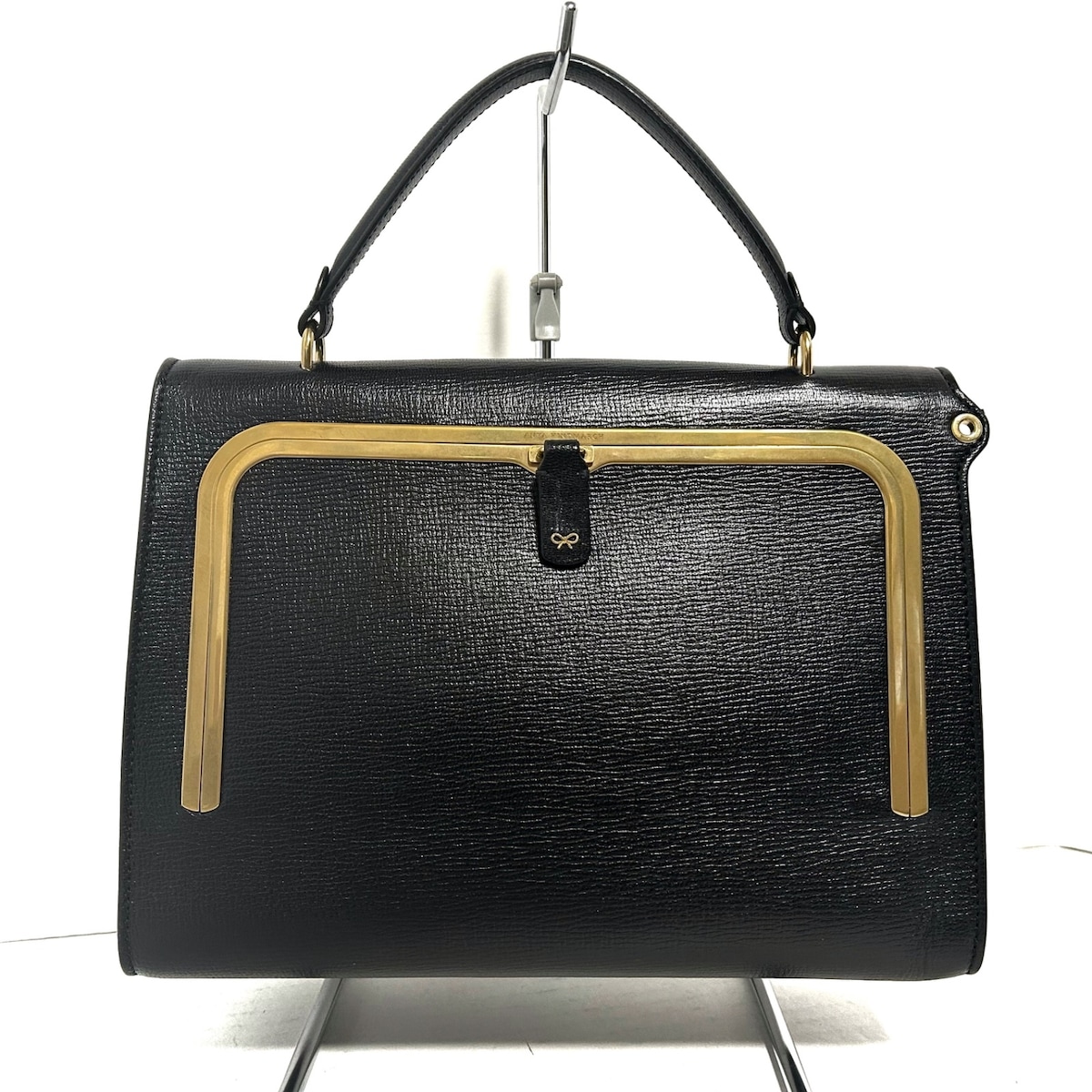 アニヤハインドマーチ/ハンドバッグ/ポストボックスバッグ/黒/レザーの