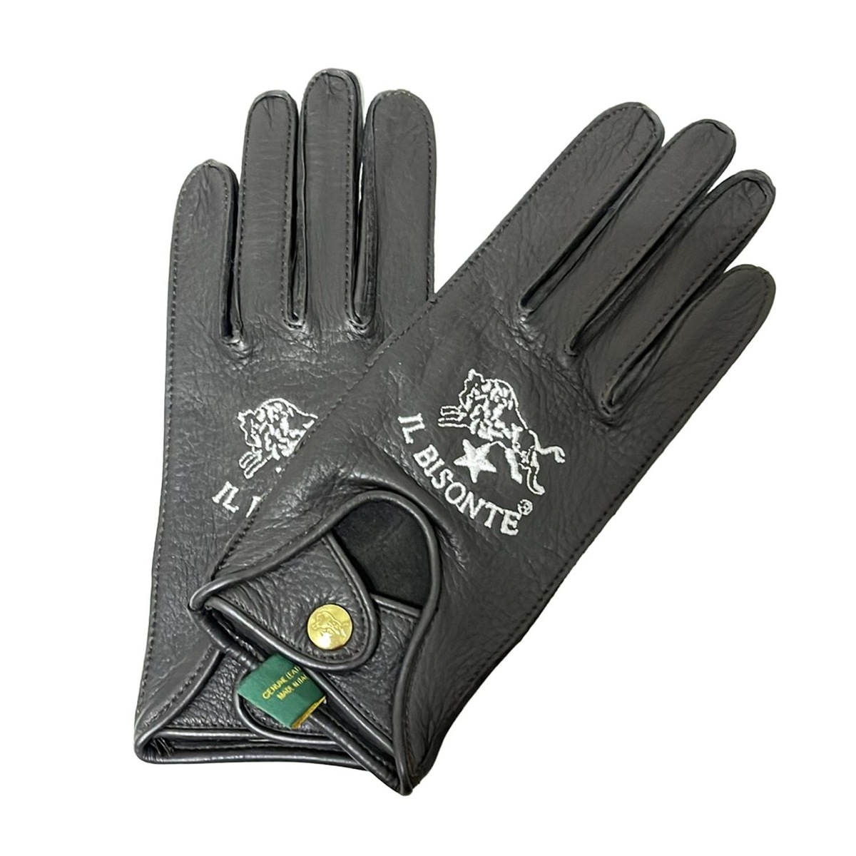 IL BISONTE(イルビゾンテ) 手袋 レディース - 黒 刺繍 レザー