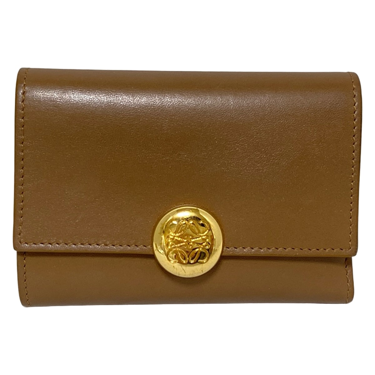 ロエベ/3つ折り財布/ぺブル バーティカル ウォレット スモール/オーク