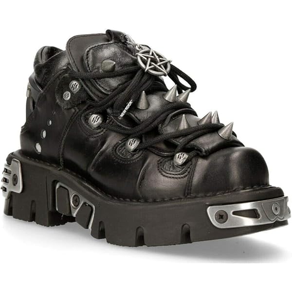 Amazon.com | New Rock WALL106-S13 Mens Black Leather Platform Punk