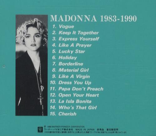 Madonna Madonna 1983 - 1990 Japan Promo Cd Album PCS-44 Madonna