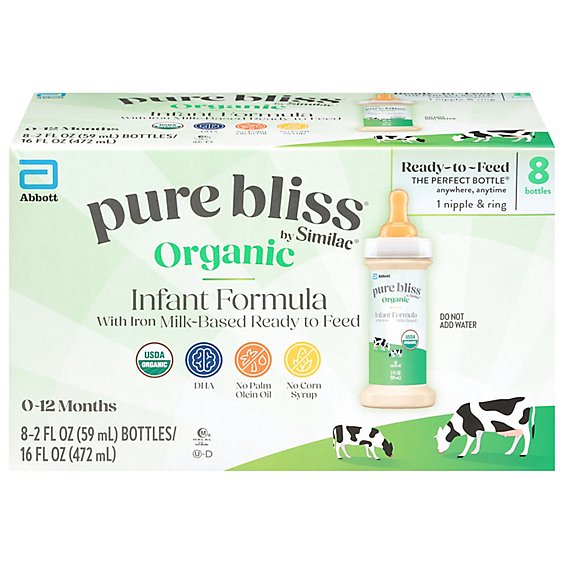 Pure Bliss Organic 2 Ounce Bottle 3-8 Packs Nipple - 8-2 FZ - safeway