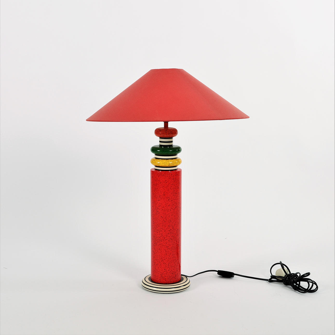 OLIVIER VILLATTE. Table lamp, painted wood, 1980s. Lighting