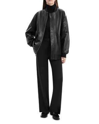 Theory Oversized Leather Flight Jacket | Bloomingdale's