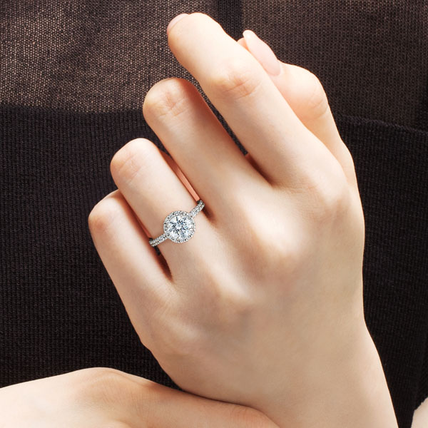 PT950 リース ダイヤモンド エタニティタイプ ヘイロー リング 1.0ct