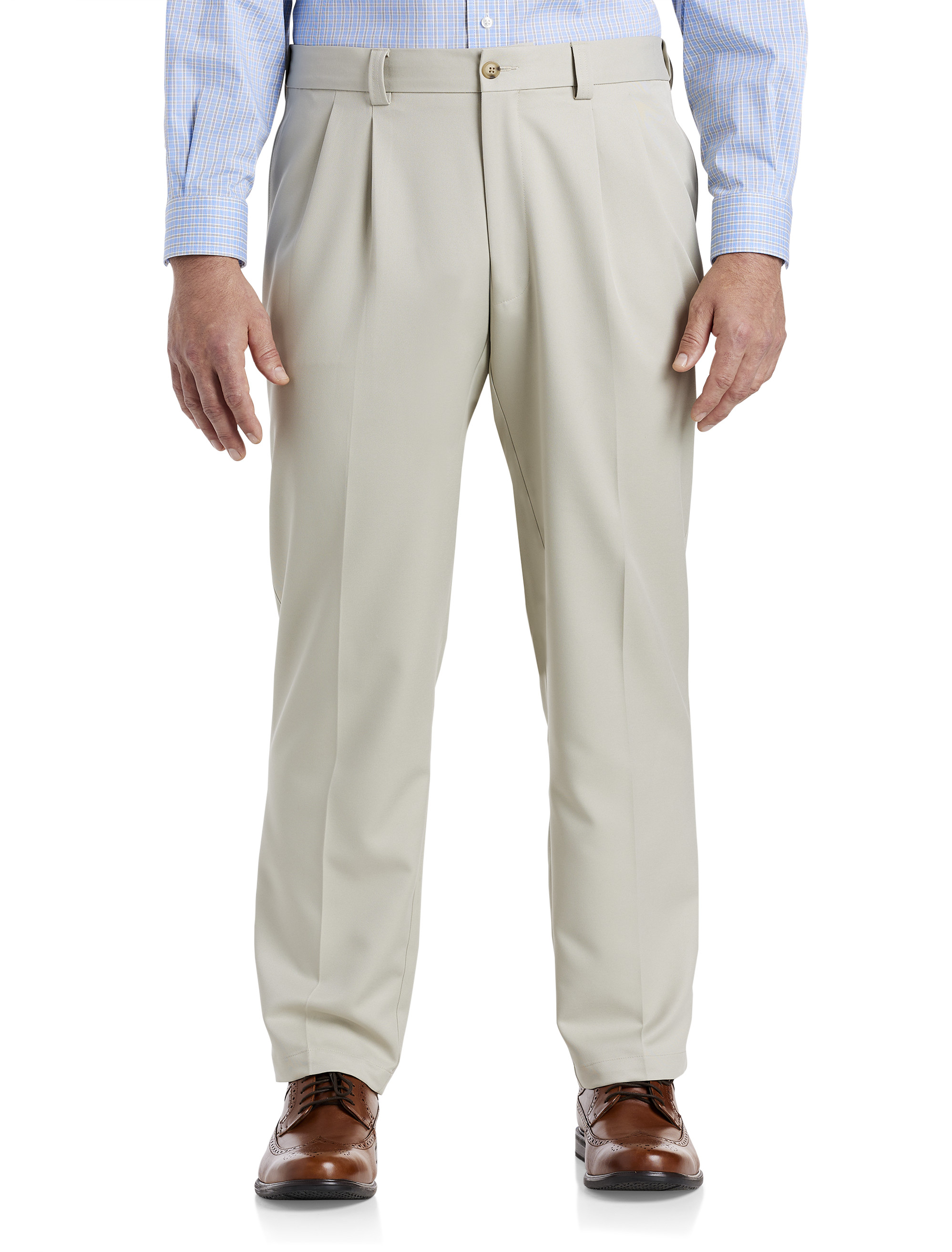 Big + Tall | Oak Hill Waist-Relaxer Pleated Microfiber Pants | DXL