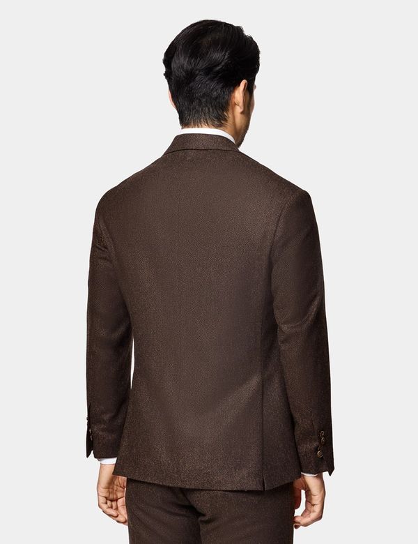 Men's Slim Fit Brown Herringbone 1913 Suit | Hawes and Curtis