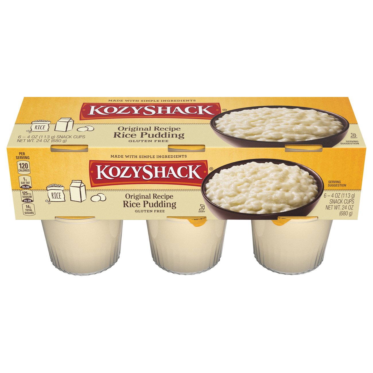 Kozy Shack Original Rice Pudding Snack Cups, 6 ct | Joe V's Smart