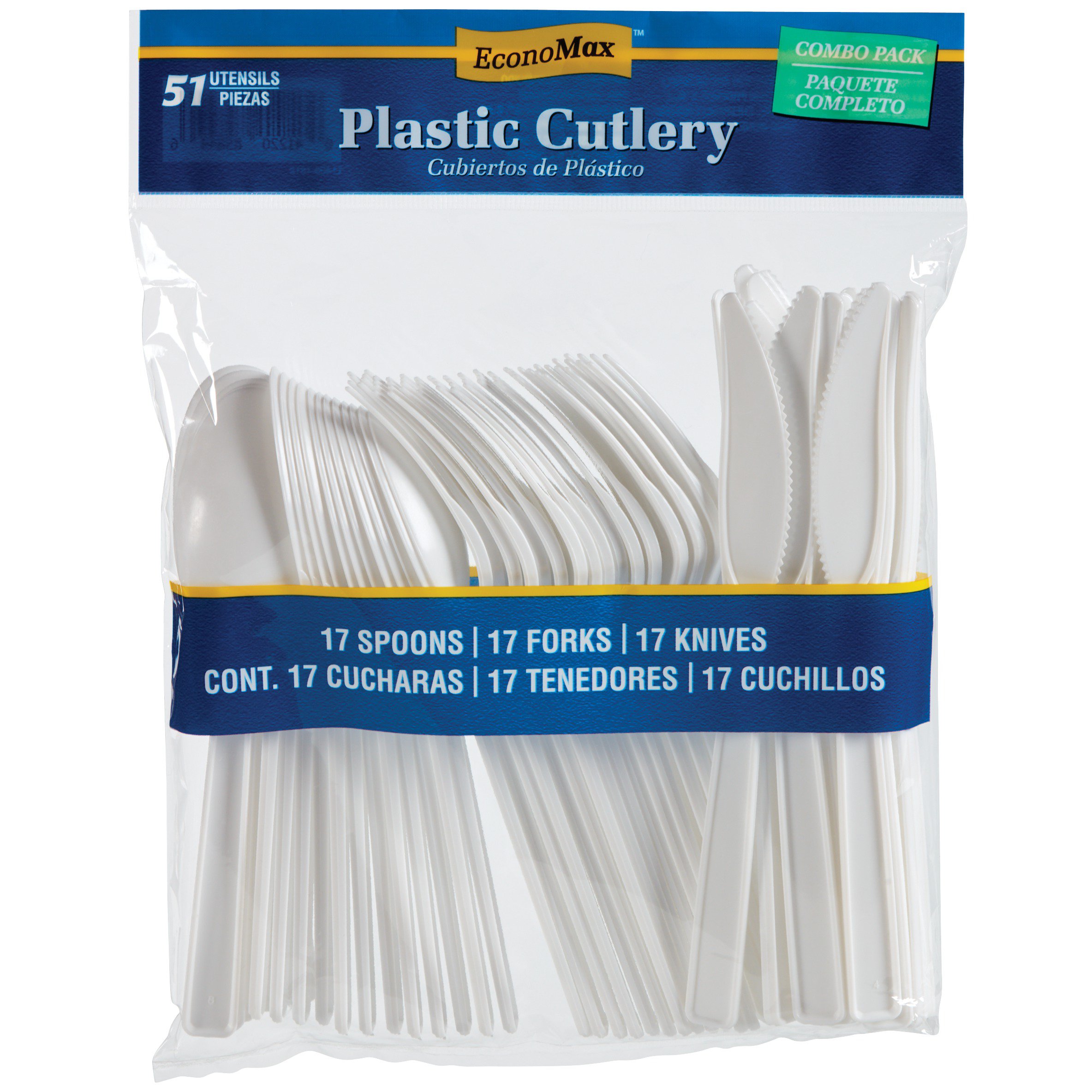 HOM Works Plastic Knives, Forks & Spoons Combo Pack - Clear, 96 ct