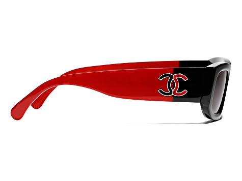 Chanel Black and Red Rectangular Frames / Gray Gradient Lenses