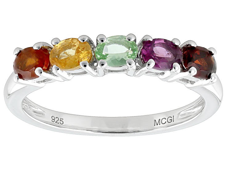 Multi-Garnet Platinum Over Sterling Silver Ring 0.90ctw - JSM810 | JTV