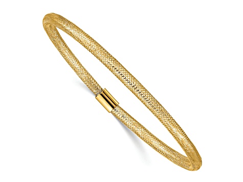 10k Yellow Gold 3mm Stretch Mesh Slip-On Bracelet - 19B3SA | JTV