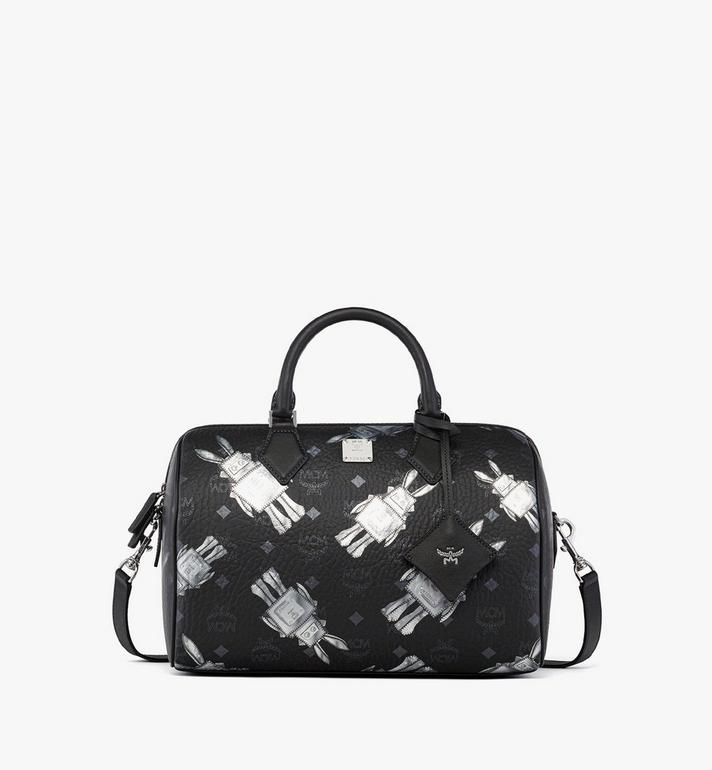 Medium Ella Boston Bag in Rabot Visetos Black | MCM ®US