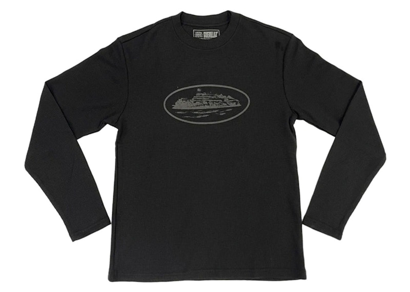 Corteiz Alcatraz Waffle L/S T-shirt Triple Black Men's - FW22 - US