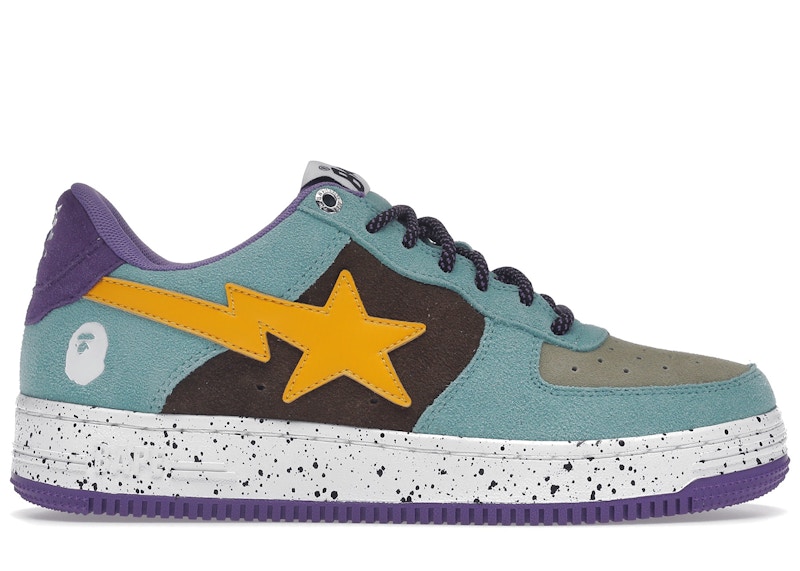 A Bathing Ape Bape Sta Teal Brown Yellow Suede Men's - 1I20-191