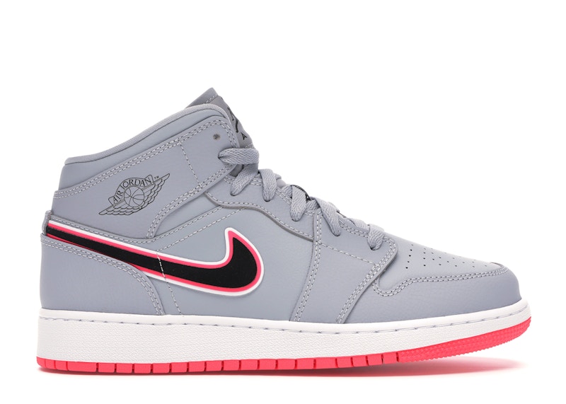 Jordan 1 Mid Wolf Grey Racer Pink Black (GS) - 555112-060 - US