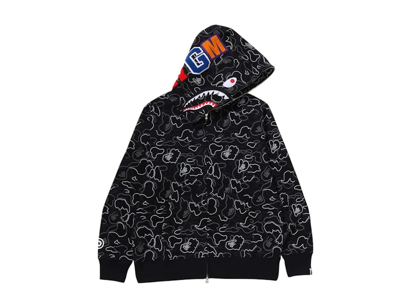 BAPE Neon Camo Shark Full Zip Hoodie Black Men's - SS25 - US