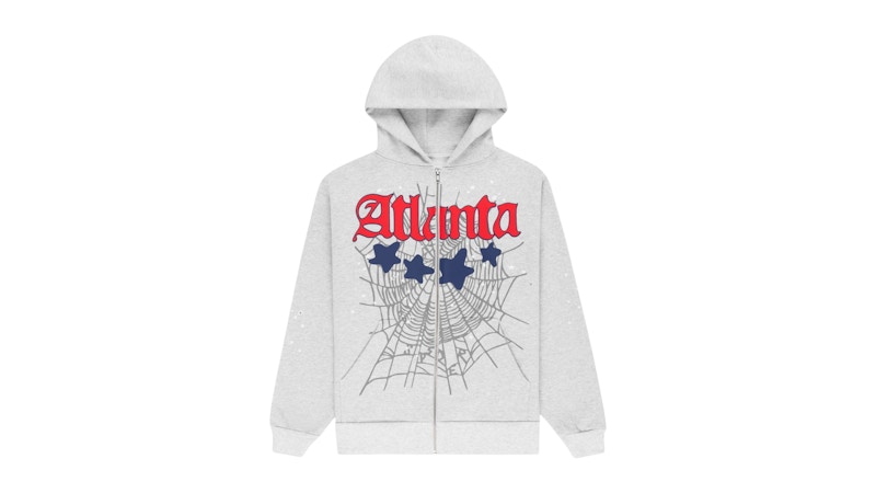 Sp5der Atlanta Full Zip Hoodie Heather Grey Men's - FW25 - US