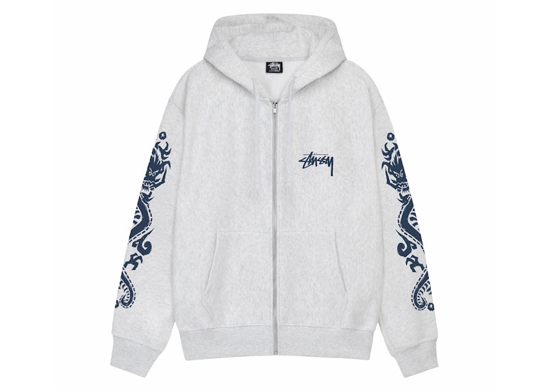 Stussy Dragons Zip Hoodie Ash Heather Men's - SS24 - US