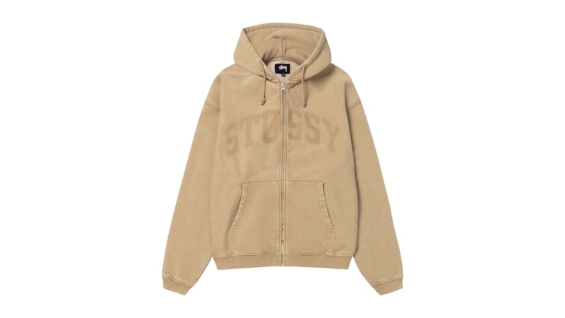 Stussy Faded Graphic Zip Hoodie Washed Beige Men's - FW25 - US