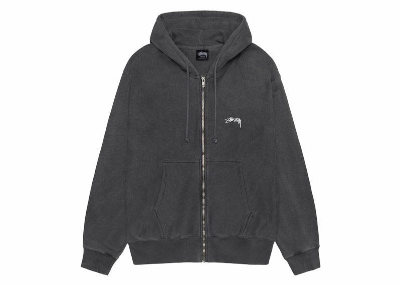 Stussy Smooth Stock Pigment Dyed Zip Hoodie Black Men's - SS24 - US