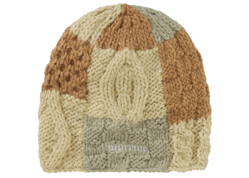Supreme Block Knit Beanie Tan - SS25 - US