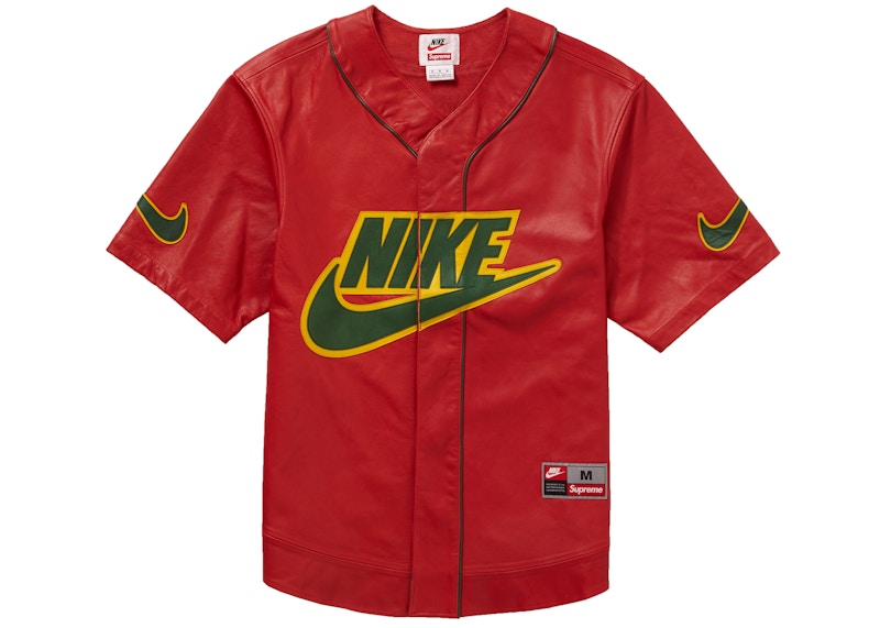 Supreme Nike Leather Baseball Jersey Red Men's - FW19 - US