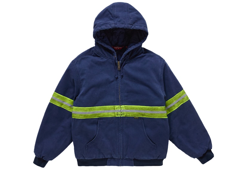 Supreme Reflective Stripe Hooded Work Jacket Navy Men's - FW24 - US