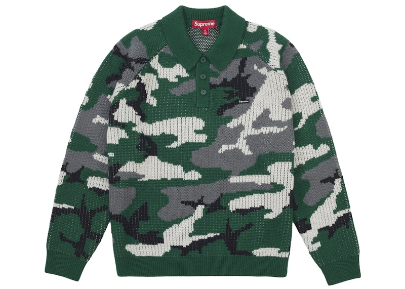 Supreme Small Box Polo Sweater (FW25) Green Camo Men's - FW25 - US