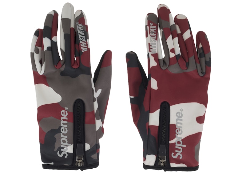 Supreme WINDSTOPPER Zip Gloves (FW25) Red Camo - FW25 - US