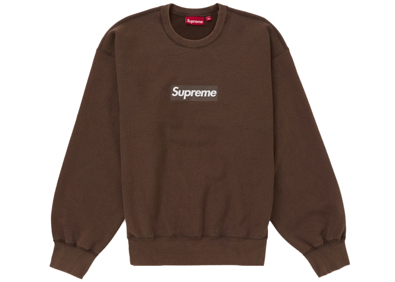 Supreme Washed Box Logo Crewneck Brown Men's - SS25 - US
