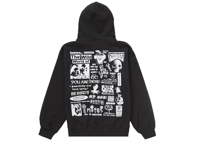 Supreme Wild Embroidered Hooded Sweatshirt Black Men's - FW24 - US