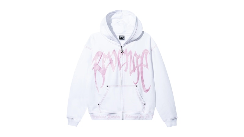 Revenge XXXTentacion Kill Contrast Zip Hoodie White/Pink Men's
