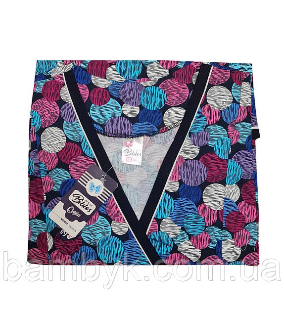 Женский халат трикотажный на запах 4XL с коротким рукавом 100