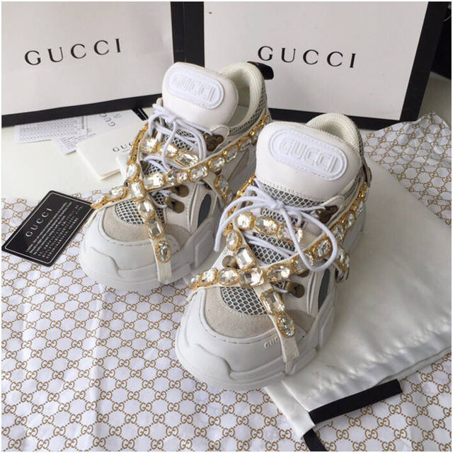 Кросівки Гуччі Flashtrek sneaker with removable crystals білі, 35