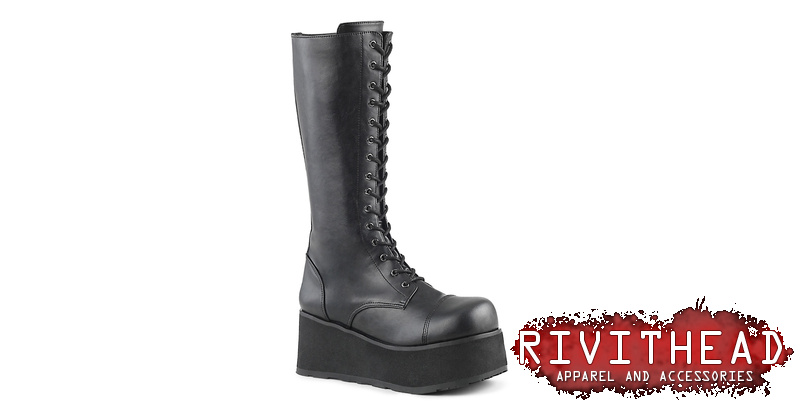 TRASHVILLE-502 Men's Black 3 Inch Tall Platform Boots