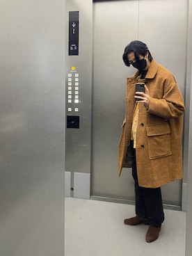 UNUSEDのステンカラーコートを使った人気ファッションコーディネート