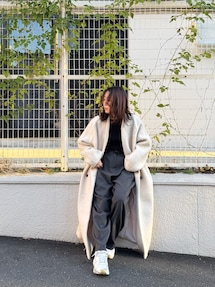 anuke（アンヌーク）の「Collarless Shaggy Coat（ステンカラーコート