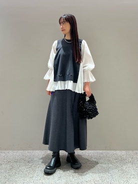 プリーツ コンビ ニット ブラウス ‐ウォッシャブル‐を使った人気