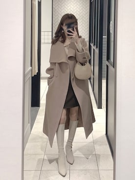 ウールカシミヤビッグスタンドコートを使った人気ファッション